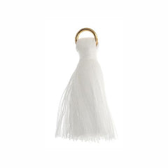1" White Poly Cotton Tassels with Jump Ring 10/pk