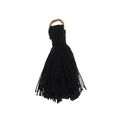 1" Black Poly Cotton Tassels with Jump Ring 10/pk