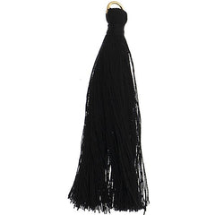 2.25" Black Poly Cotton Tassels with Jump Ring 10/pk