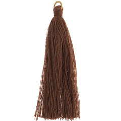 2.25" Brown Poly Cotton Tassels with Jump Ring 10/pk