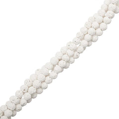 4mm Lava White (Natural/Bleached) Beads 15-16" Strand