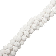 6mm Lava White (Natural/Bleached) Beads 15-16" Strand