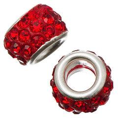 Silver Pandora Style Rhinestone Hyacinth Metal Bead 5/pk