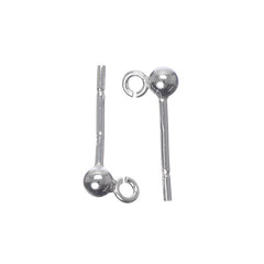 Sterling Silver Earring Studs with Loop 2/pk
