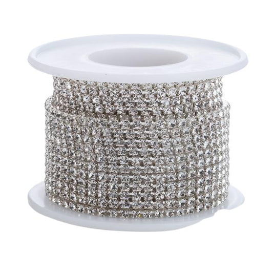 Bande en métal avec strass argentés de 2 mm 10yd/pk