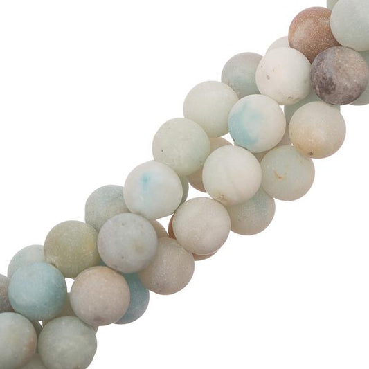 Flower Amazonite Frosted Beads 10mm Round (Natural) 15-16" Strand