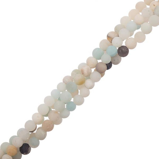 Flower Amazonite Frosted Beads 4mm Round (Natural) 15-16" Strand