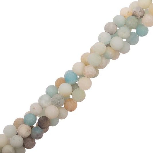 Flower Amazonite Frosted Beads 6mm Round (Natural) 15-16" Strand