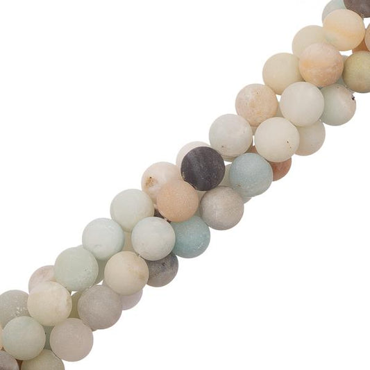 Flower Amazonite Frosted Beads 8mm Round (Natural) 15-16" Strand