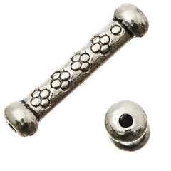 Tube 22mm Bugle, Antique Silver Metal Beads 10/pk
