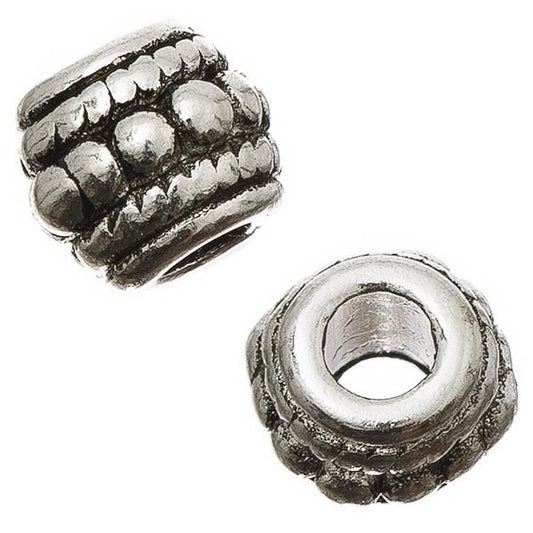 Metal Barrel Beads 8mm Antique Silver 10/pk