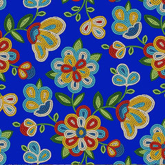 #449 Beaded Floral Royal 100% Cotton - Price Per Yard