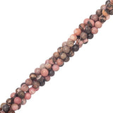 Perles de rhodonite (naturelle) de 4 mm, fil de 15 à 16 po