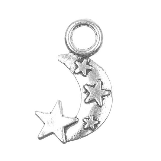 Breloque en métal 3/4" lune et étoiles 5/pqt