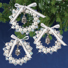 Crystal Bead Bell Wreaths Ornament Kit - Make 3