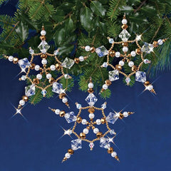Crystal Bead Stars Ornament Kit - Makes 3