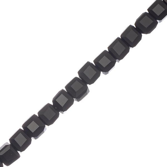 Chinese Crystal Cube 6mm Black 95-100/Strand