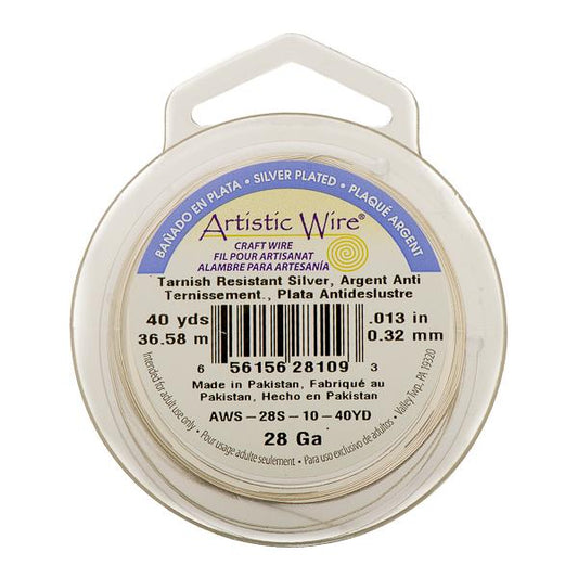 28g Artistic Wire Non-Tarnish Silver 40yd