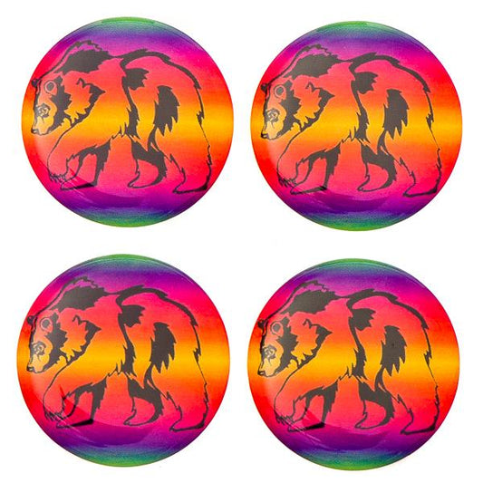 Epoxy Sticker, Round 1" Walking Bear 10/pk