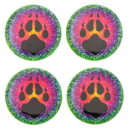 Epoxy Sticker, Round 1" Wolf Paw 10/pk