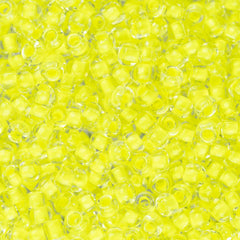 10/0 Czech Seed Beads #108 Colour Lined Neon Yellow 22g