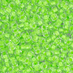 10/0 Czech Seed Beads #111 Colour Lined Neon Green 22g