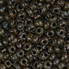8/0 Czech Seed Beads #1723V Travertine Black 22g