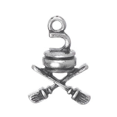 3/4" Curling Metal Charm with Brooms 1/pk