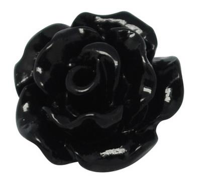 Resin Cabochons, Flower 10mm Black 10/pk