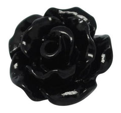 10mm Black Flower Resin Cabochons 10/pk