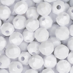 6mm Plastic Facetted Beads 1080/pk - White