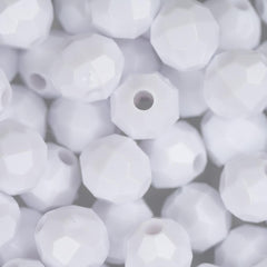 8mm Plastic Facetted Beads 900/pk - White