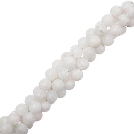 Perles de pierre de lune (naturelle) de 6,5 mm, fil de 15 à 16 po
