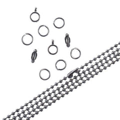 Chain & Findings Set Ball Chain 3mm Gunmetal 36"