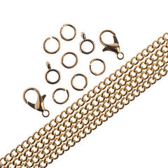 Chain & Findings Set Curb Chain 3mm Gold 36"