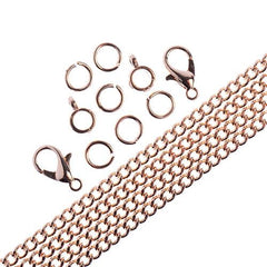 Chain & Findings Set Curb Chain 3mm Rose Gold 36"