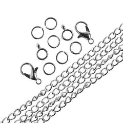 Chain & Findings Set Curb Chain 3x4mm Silver 36"