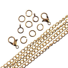 Chain & Findings Set Curb Chain 3x4mm Gold 36"
