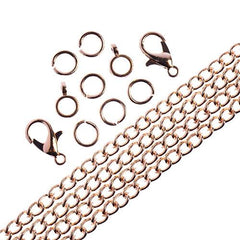 Chain & Findings Set Curb Chain 3x4mm Rose Gold 36"