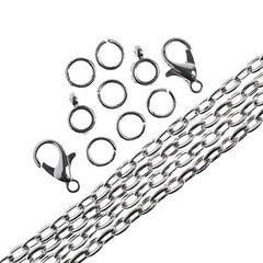 Chain & Findings Set Cable Chain 3x4mm Silver 36"