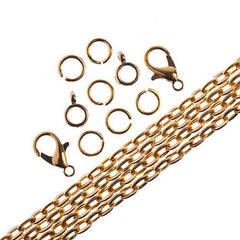 Chain & Findings Set Cable Chain 3x4mm Gold 36"