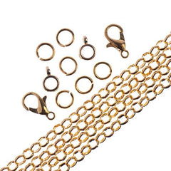 Chain & Findings Set Rolo Chain 4mm Gold 36"