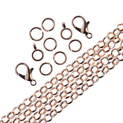 Chain & Findings Set Rolo Chain 4mm Rose Gold 36"