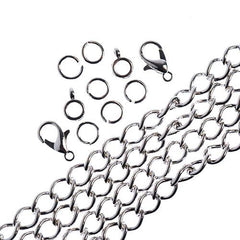 Chain & Findings Set Curb Chain 5mm Silver 36"