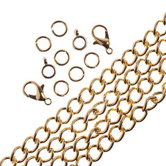Chain & Findings Set Curb Chain 5mm Gold 36"