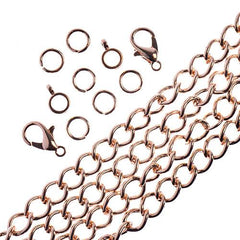 Chain & Findings Set Curb Chain 5mm Rose Gold 36"