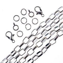 Chain & Findings Set Cable Chain 5x7mm Silver 36"
