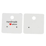 Cartes boucles d'oreilles 1 5/8" "Handmade with Love" 100/pk
