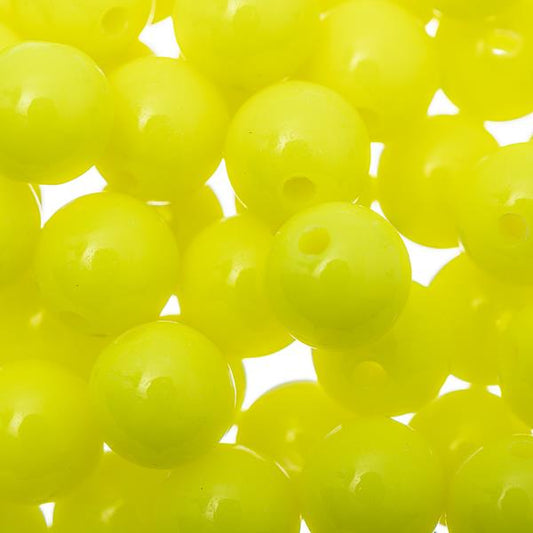 8mm Round Plastic Beads 100/pk - Neon Yellow