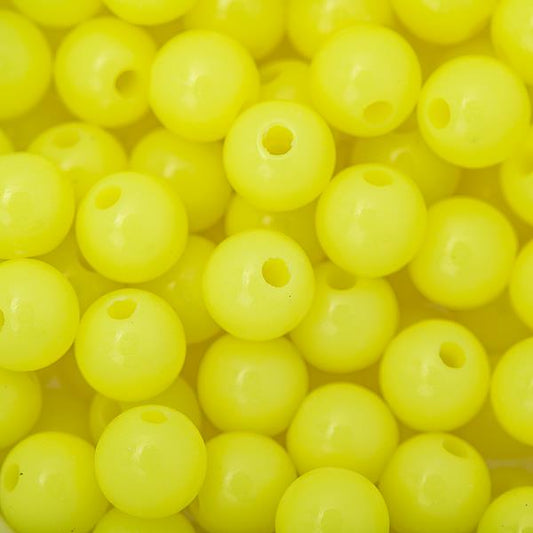 6mm Round Plastic Beads 100/pk - Neon Yellow